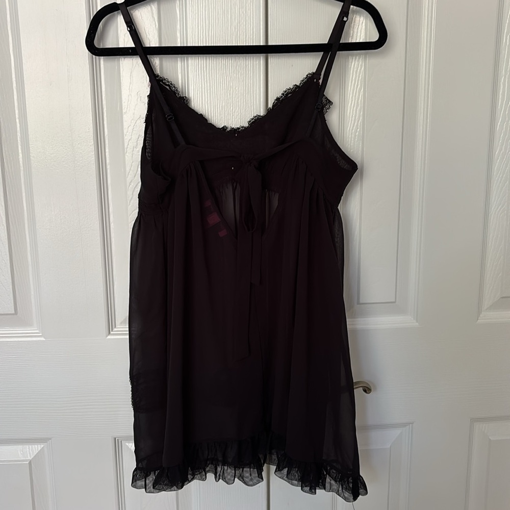 Betsy Johnson Intimates black night gown medium tie back babydoll coquette Y2K - Picture 9 of 9